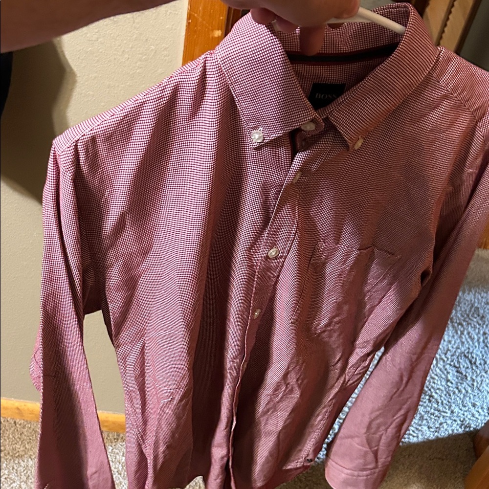 Hugo Boss Burgundy Button-Down Shirt